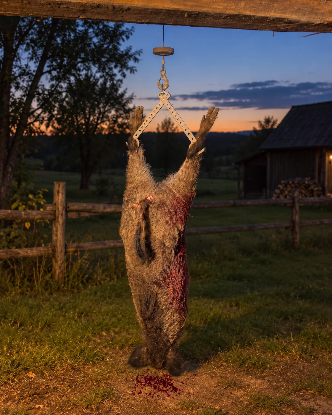 Waidgalgen with wild boar in practical use